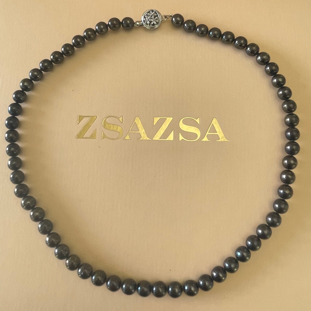 Dark grey Mallorca pearls necklace