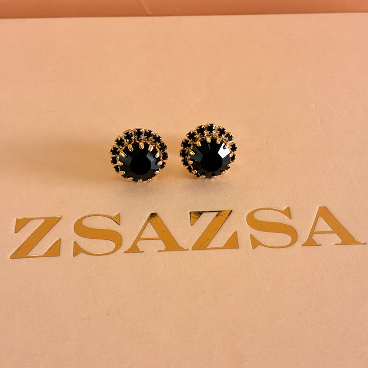 Black Preciosa crystals dainty round set