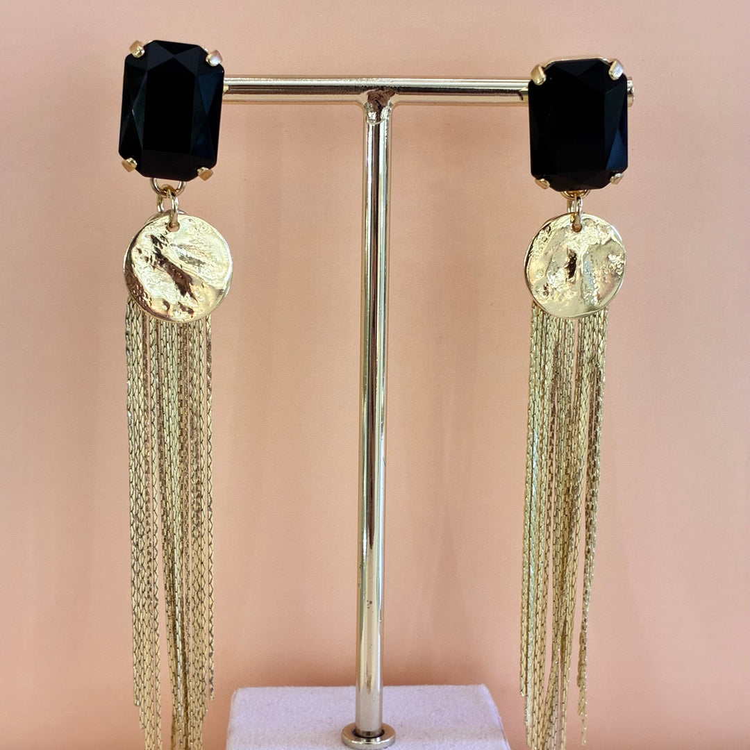 Statement black Swarovski crystals earrings