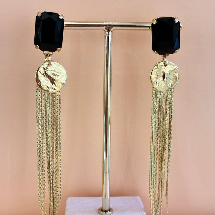 Statement black Swarovski crystals earrings