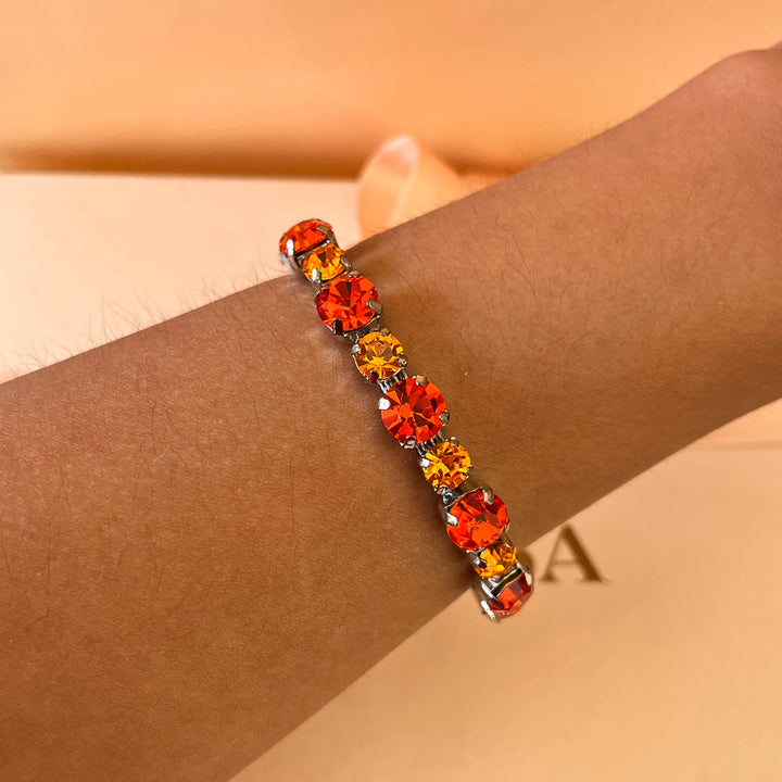 Orange Swarovski crystals bracelet