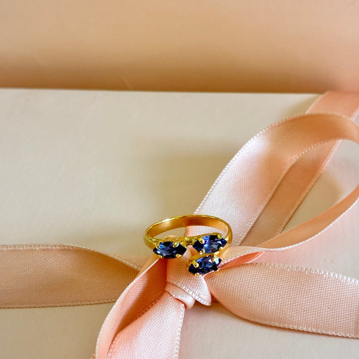 Purple marquise Swarovski crystals ring