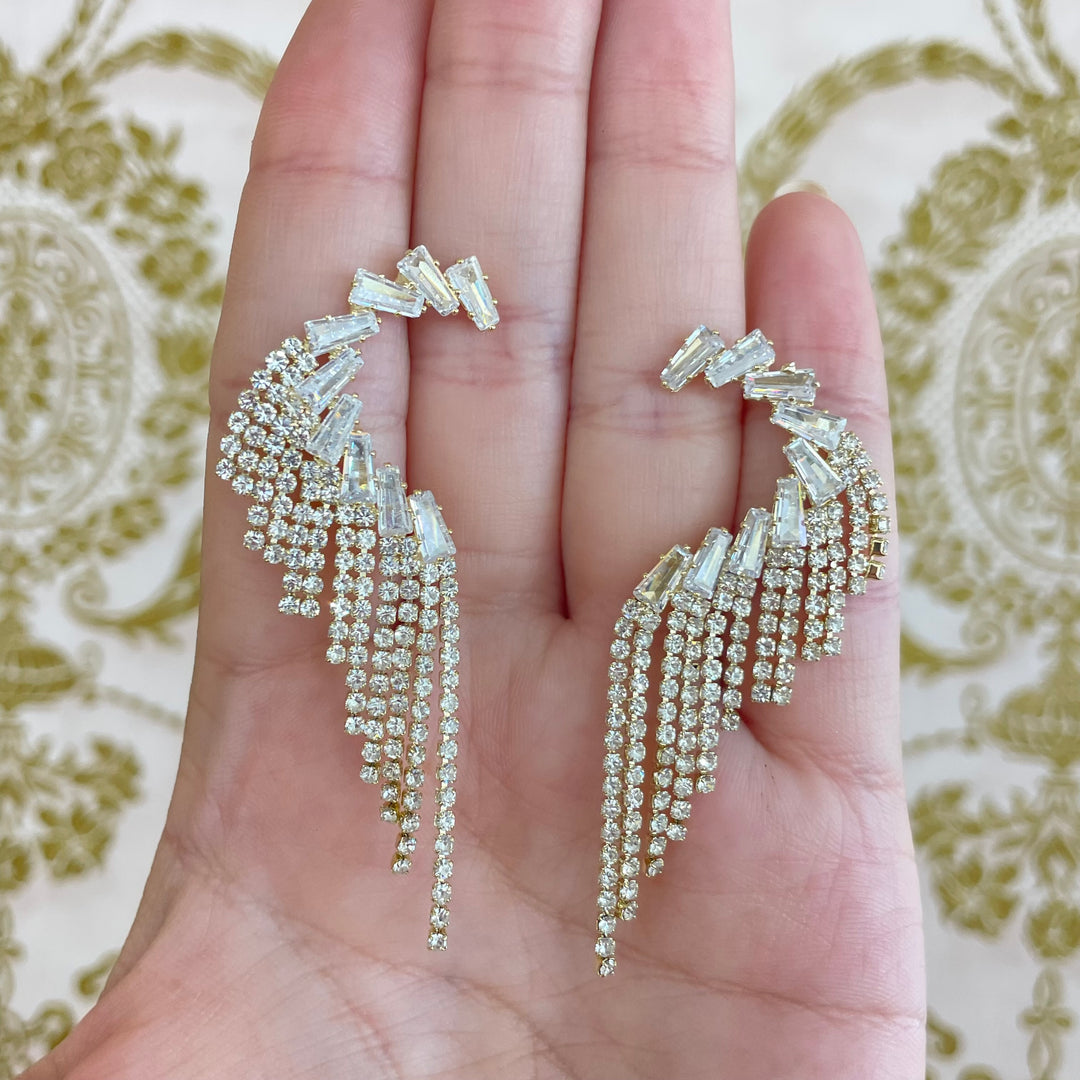 Baguette fringe earrings