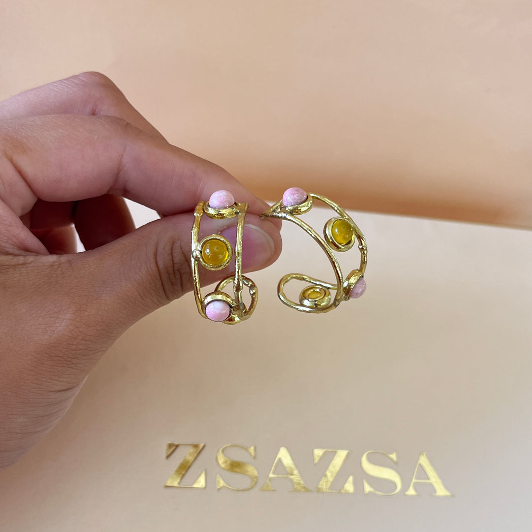 Yellow and light pink handmade set