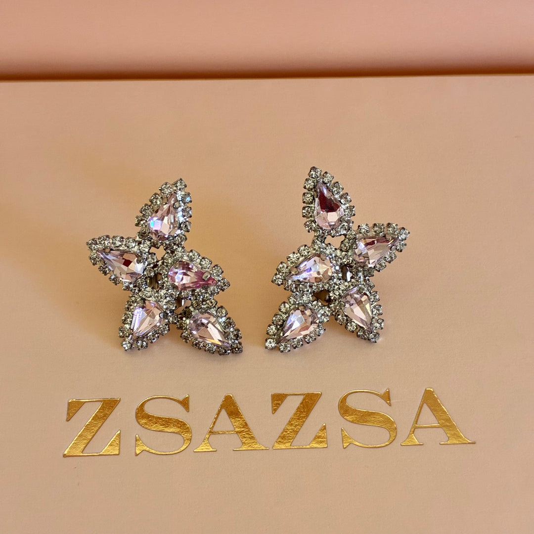 Light pink Swarovski crystals silver set