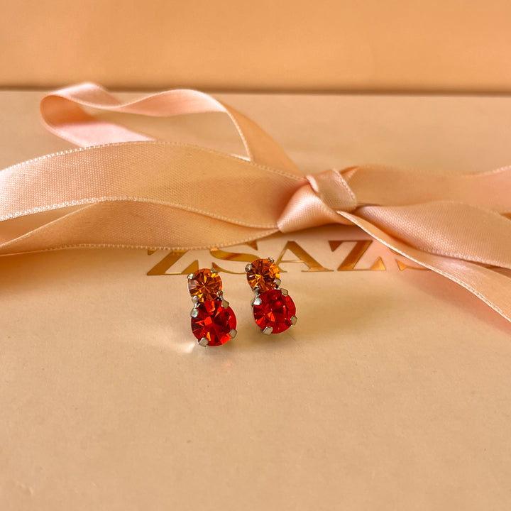 Orange Swarovski crystals studs