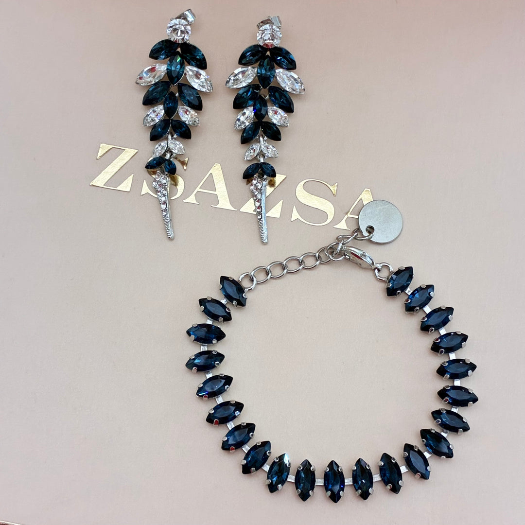 Marquise navy blue precios crystals set