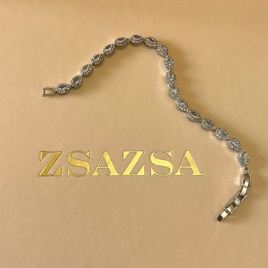 Silver zircone teardrop bracelet