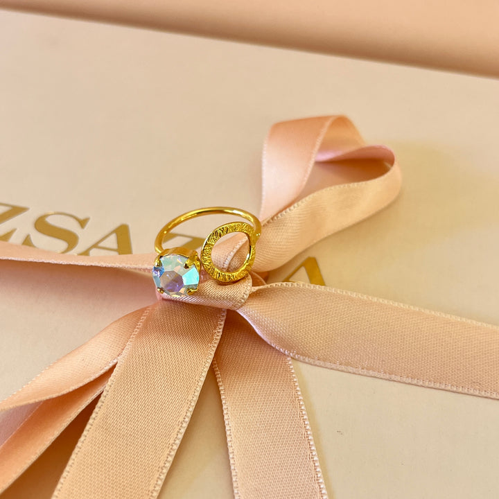 Aurora borealis handmade studs and ring