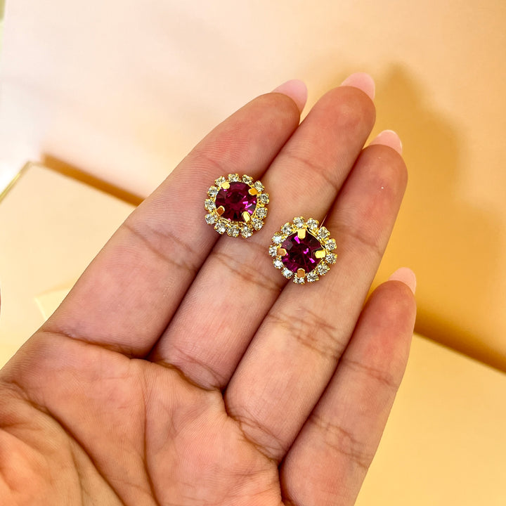 Fuchsia flower Swarovski crystals set