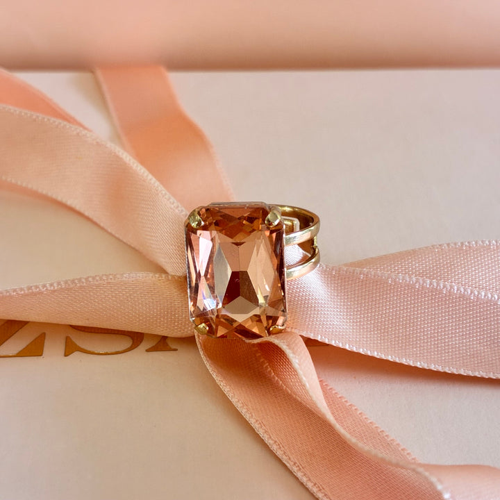 Peach rectangular gold plated set