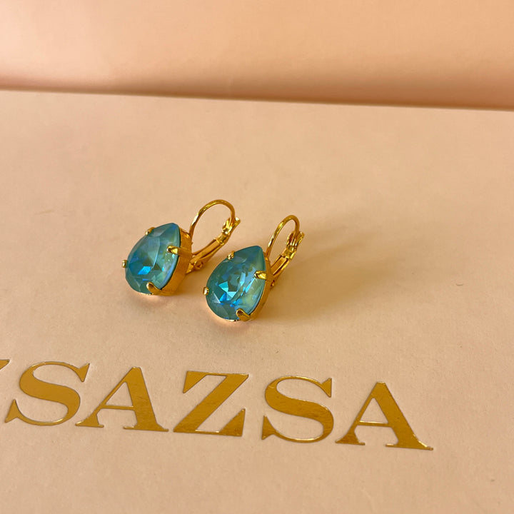 Teal teardrop Swarovski crystals hooks