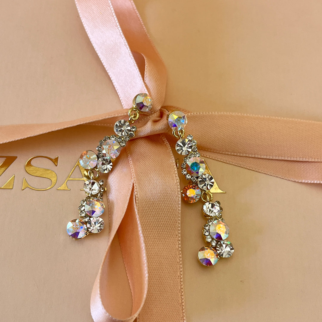 Aurora borealis Swarovski crystals earrings and bracelet