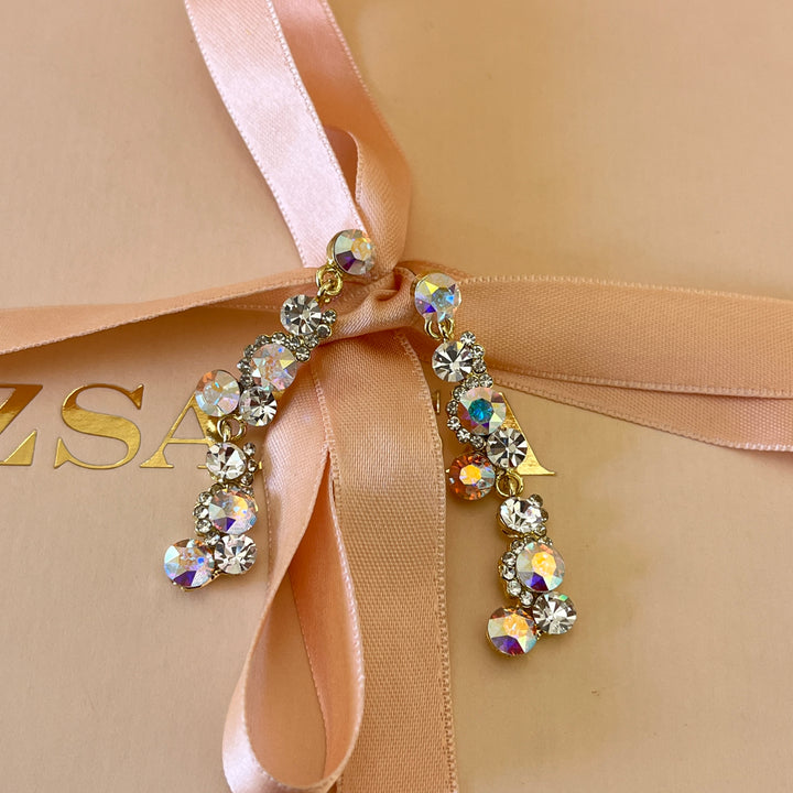 Aurora borealis Swarovski crystals earrings and bracelet