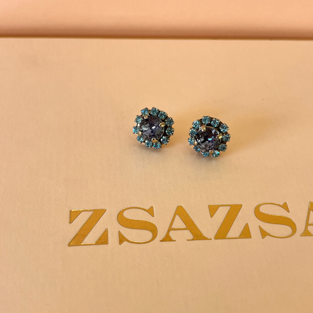 Light blue & lilac Swarovski crystals studs
