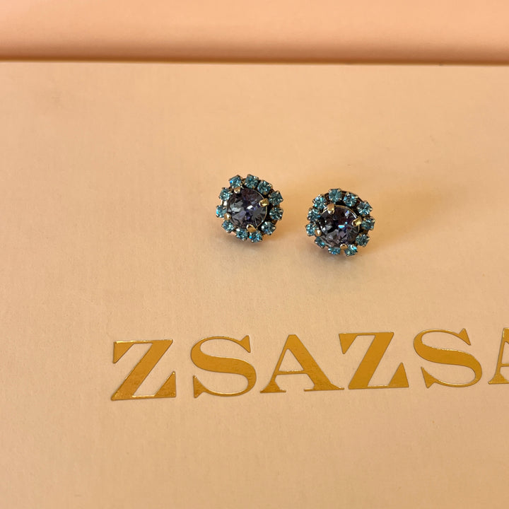 Light blue & lilac Swarovski crystals studs