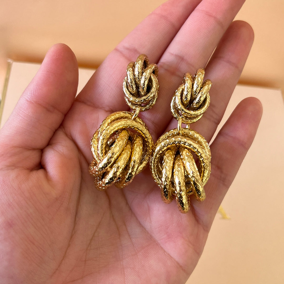 Gold twisted handmade earrings