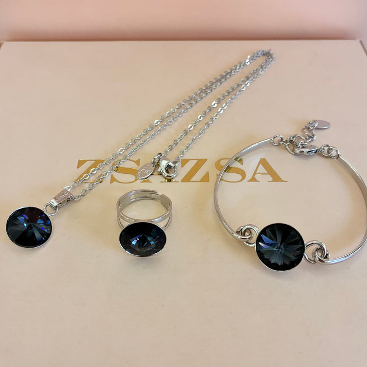 Black Swarovski crystals set