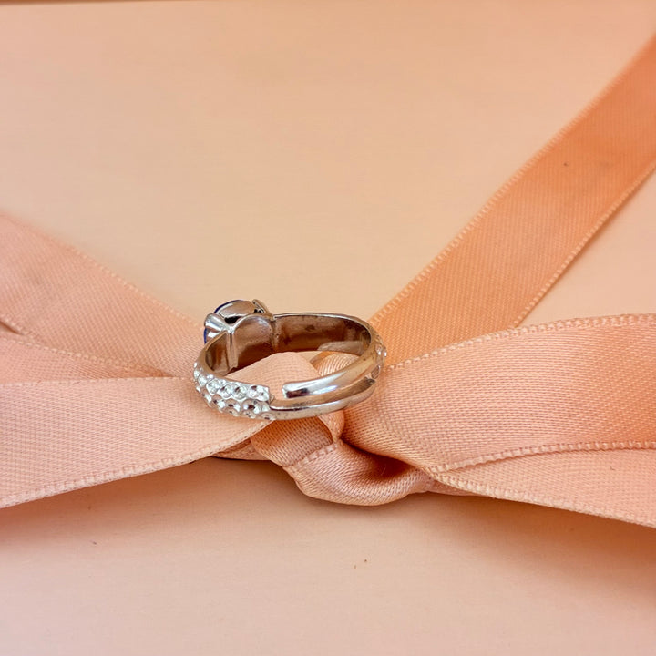 Royal blue Swarovski crystals silver ring