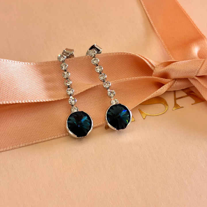 Navy blue Swarovski crystals earrings