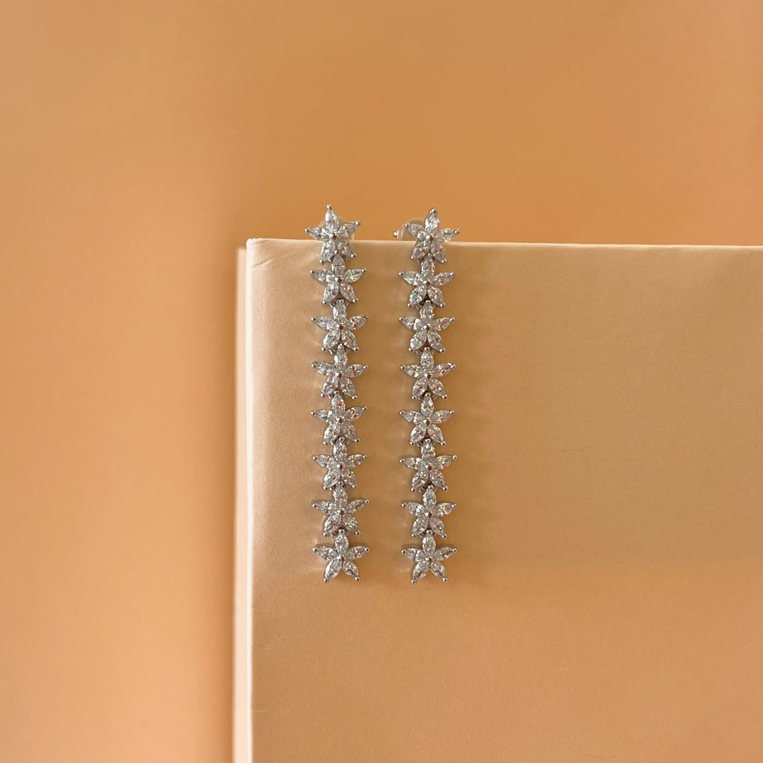 Silver zircone flowers earrings