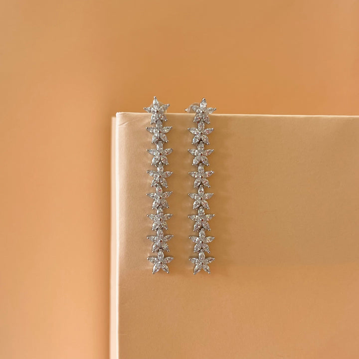 Silver zircone flowers earrings