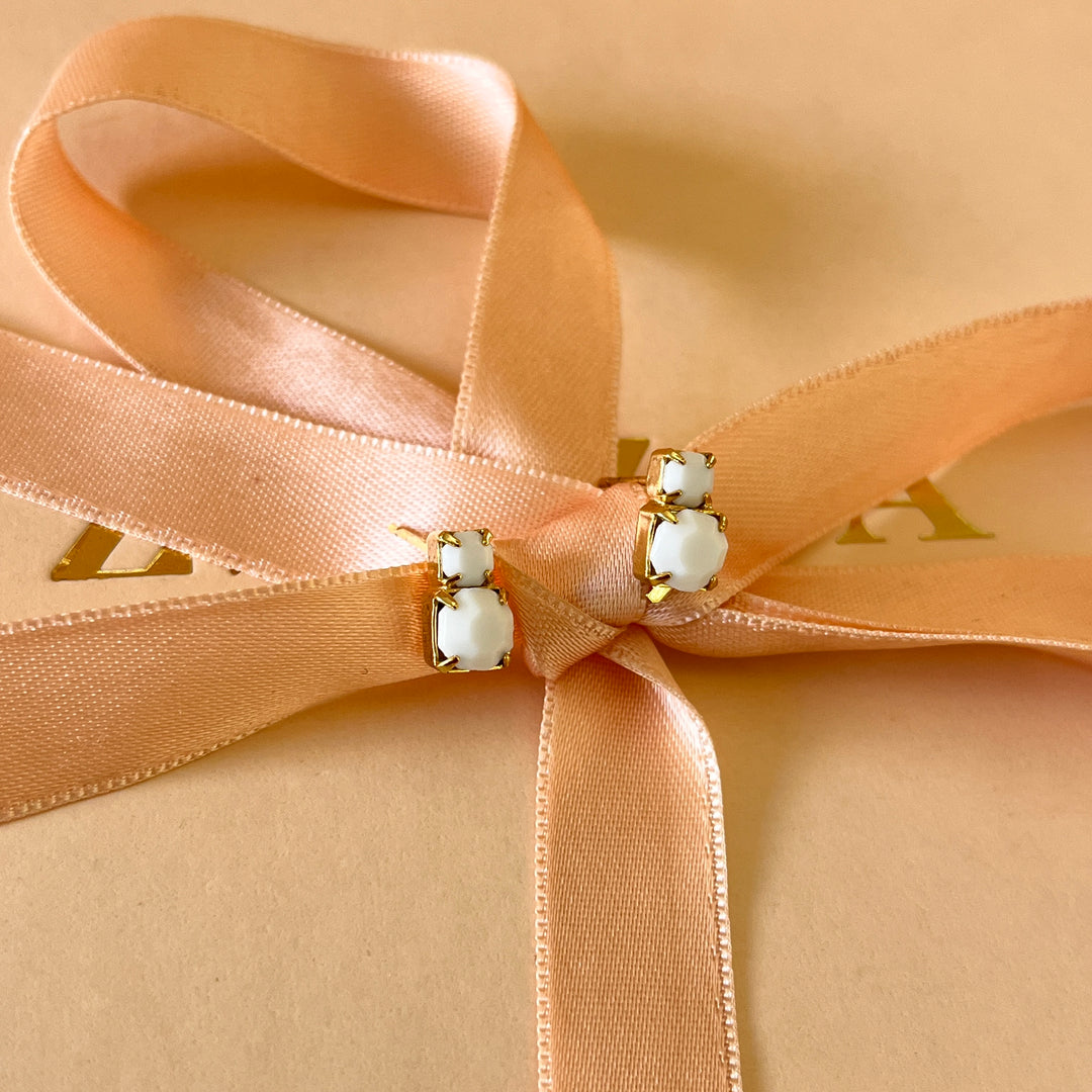 Matte white Swarovski crystals studs