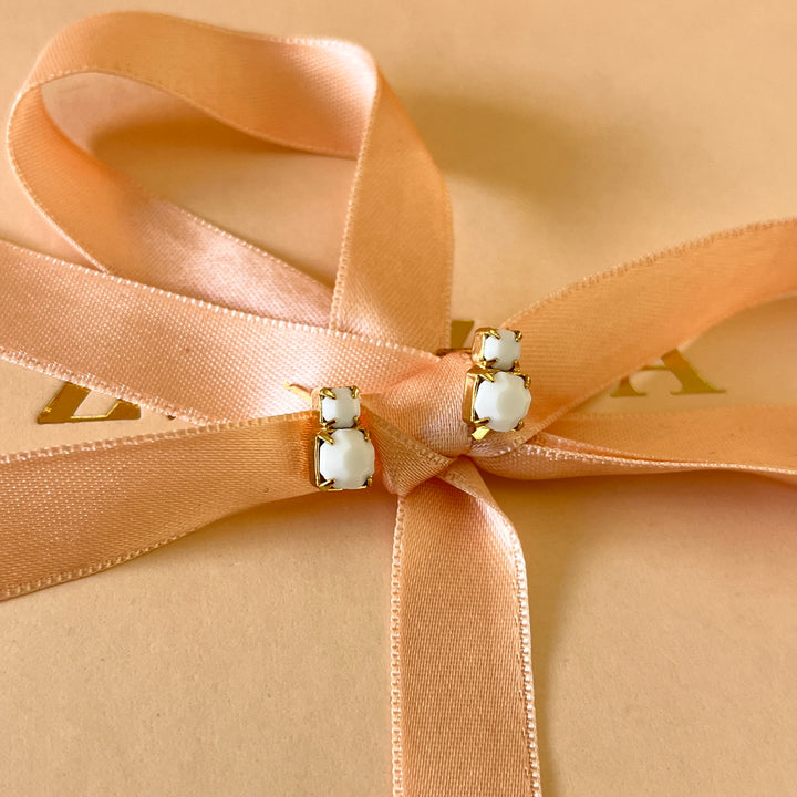 Matte white Swarovski crystals studs