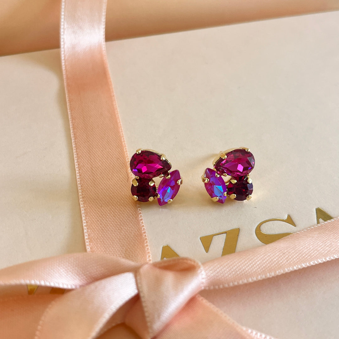 Fuchsia Swarovski crystals studs