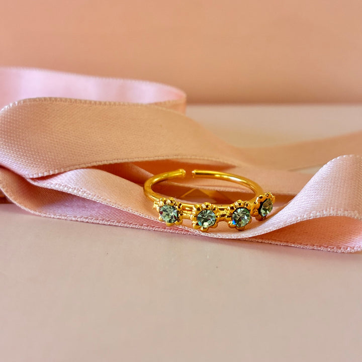 Flower mint Swarovski crystals set