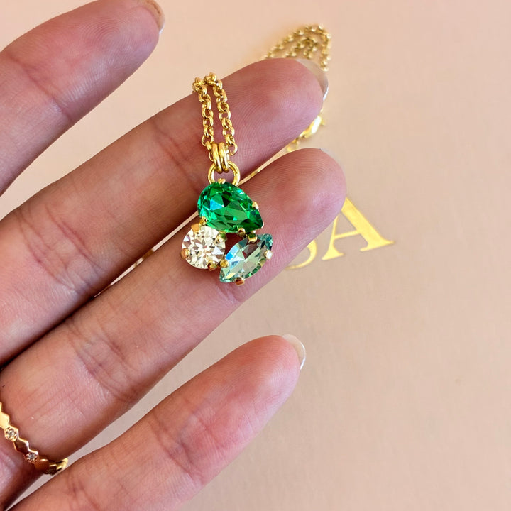 Dainty green Swarovski crystals pendant