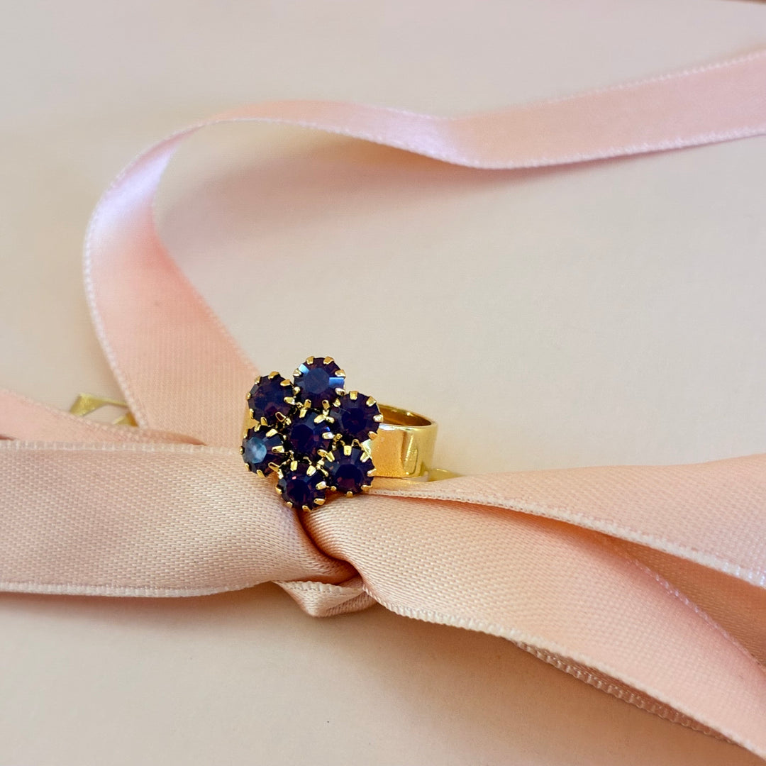 Flower purple preciosa crystals gold plated set