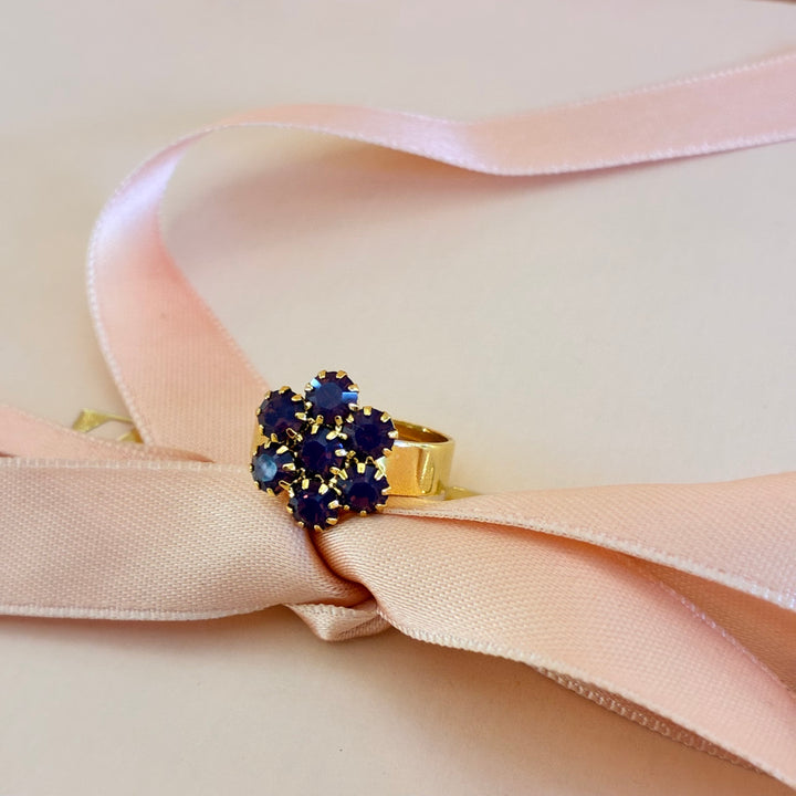 Flower purple preciosa crystals gold plated set