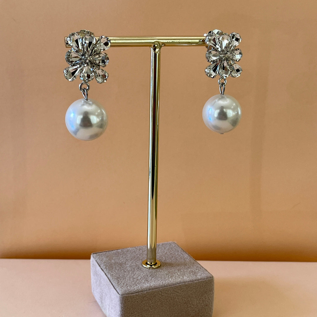 Silver Preciosa crystals & pearls earrings