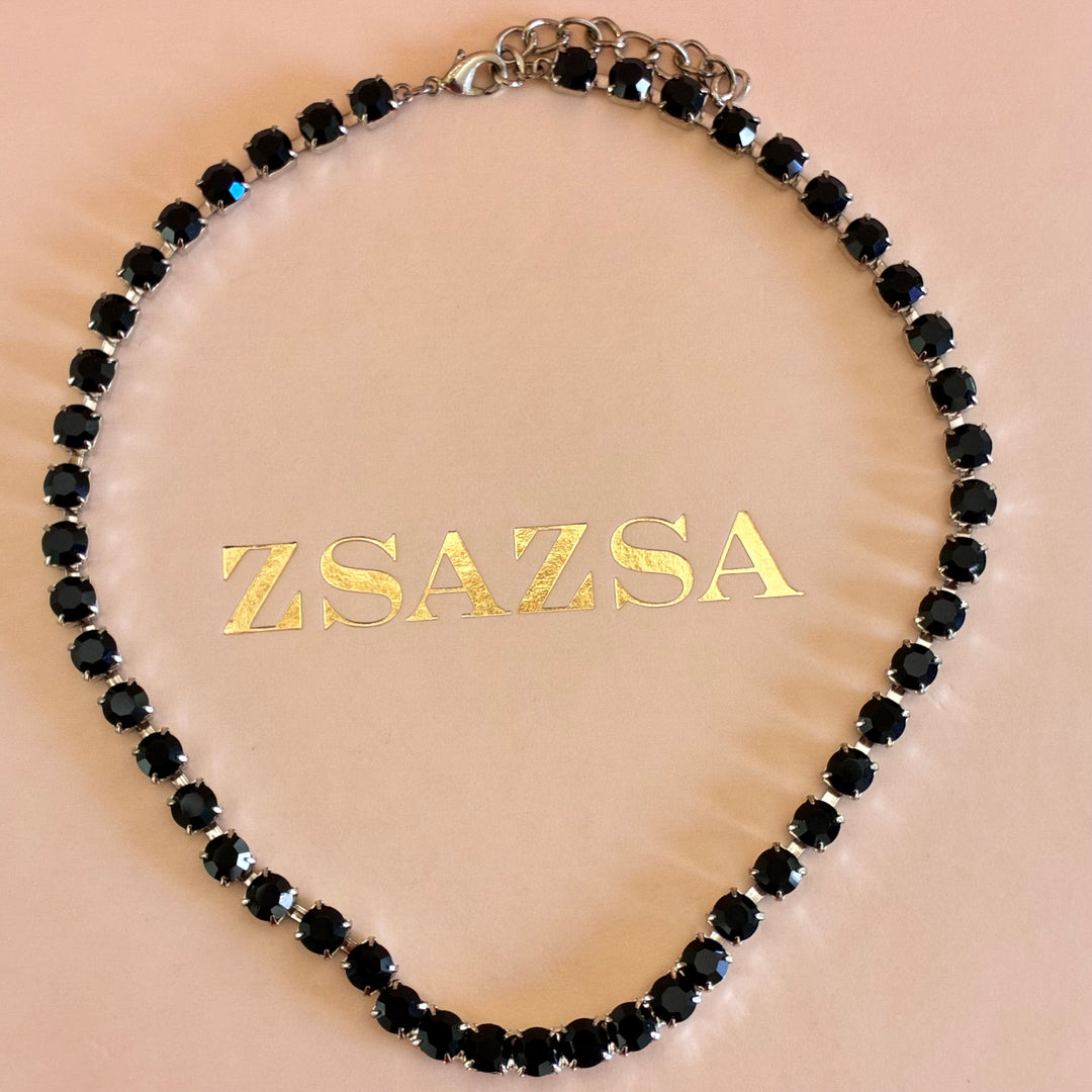 Black precios crystals tennis necklace