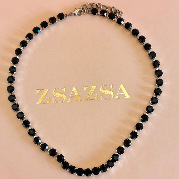 Black precios crystals tennis necklace
