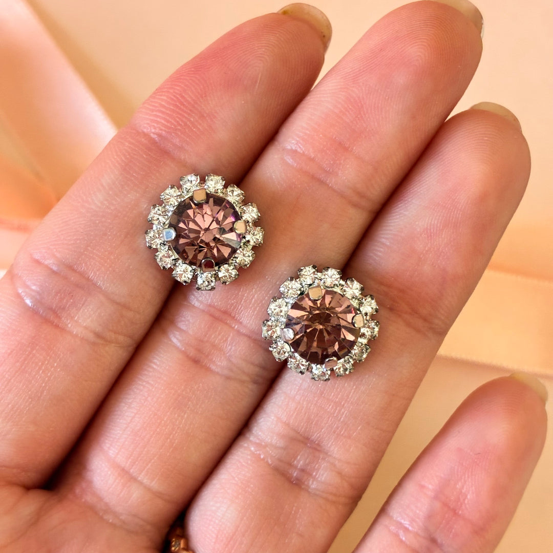 Mauve dainty Preciosa crystals silver set