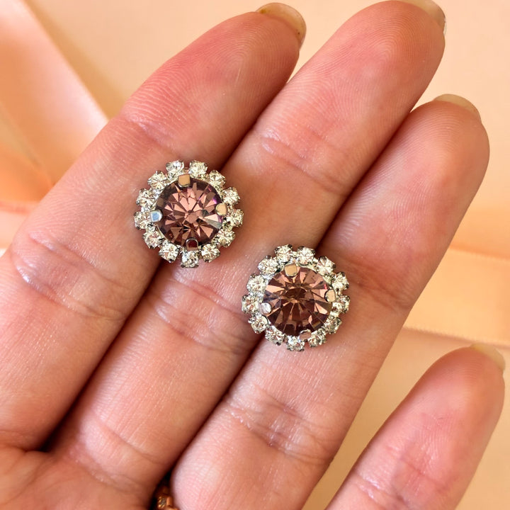 Mauve dainty Preciosa crystals silver set