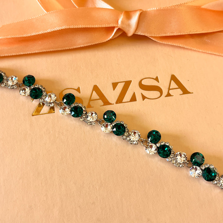 Dark green Swarovski crystals set
