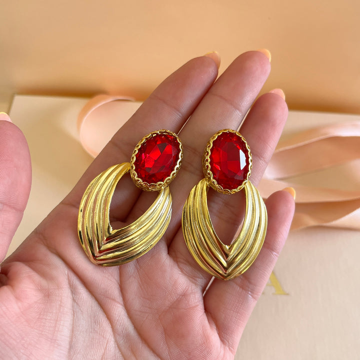 Red Swarovski crystals earrings