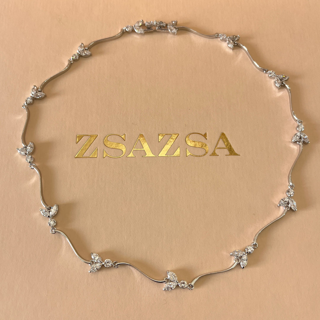 Silver zircone marquise set