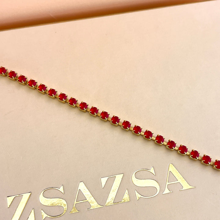 Matte red preciosa crystals bracelet