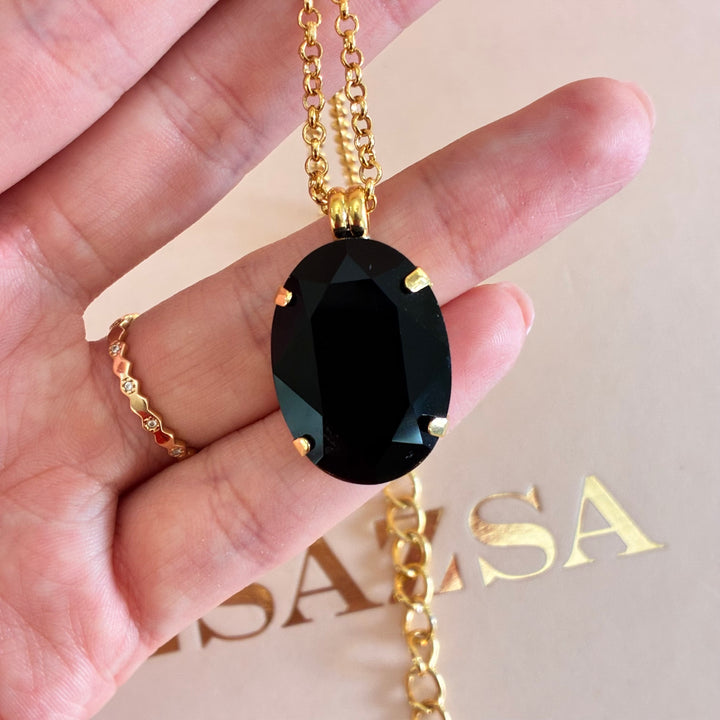 Oval preciosa crystals pendant