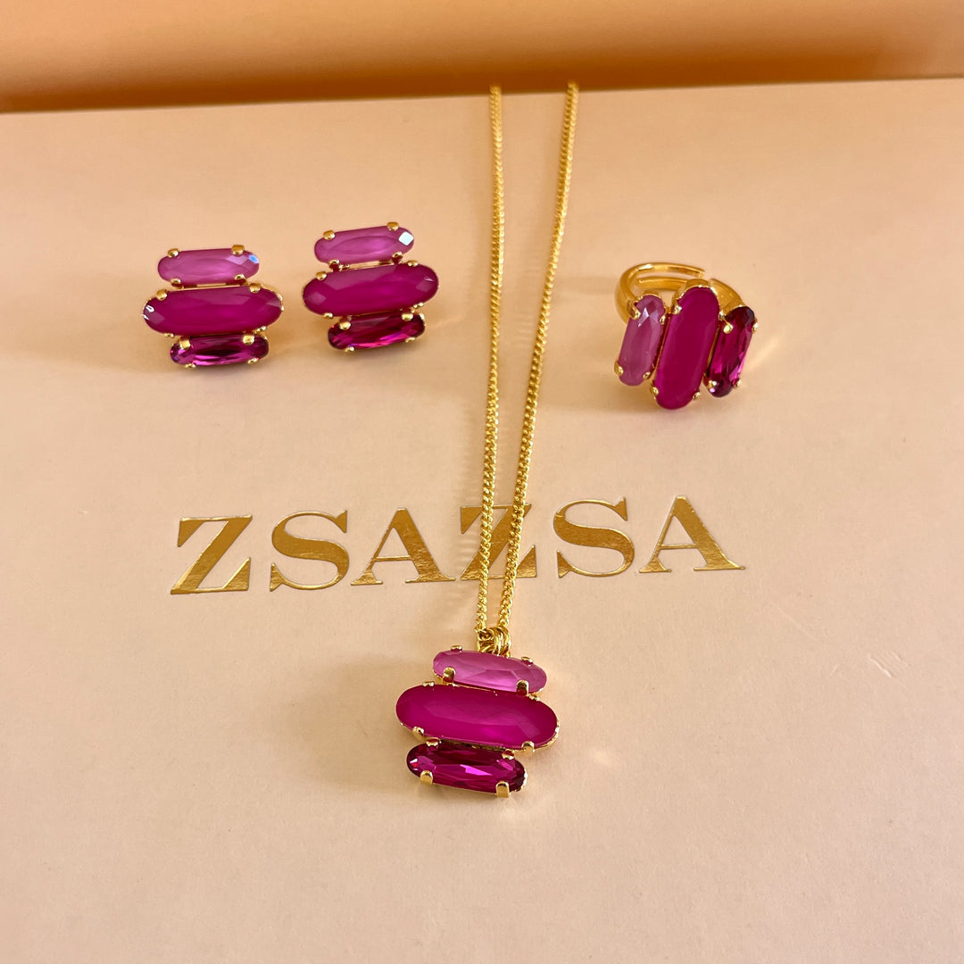Shade of fuchsia Swarovski crystals set