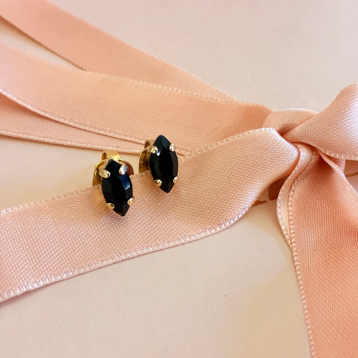 Dainty marquise black Swarovski crystals studs