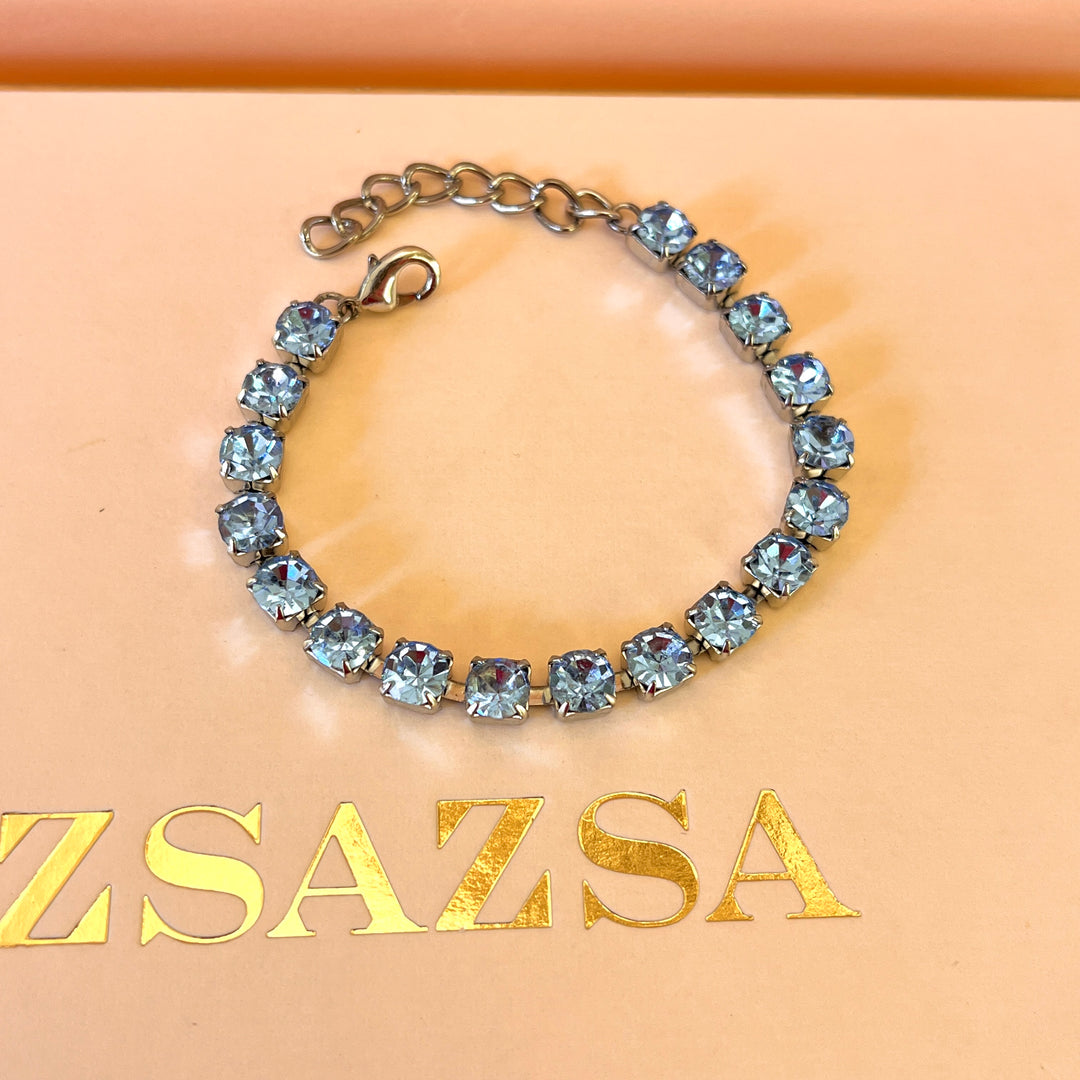 Light blue Swarovski crystals tennis set