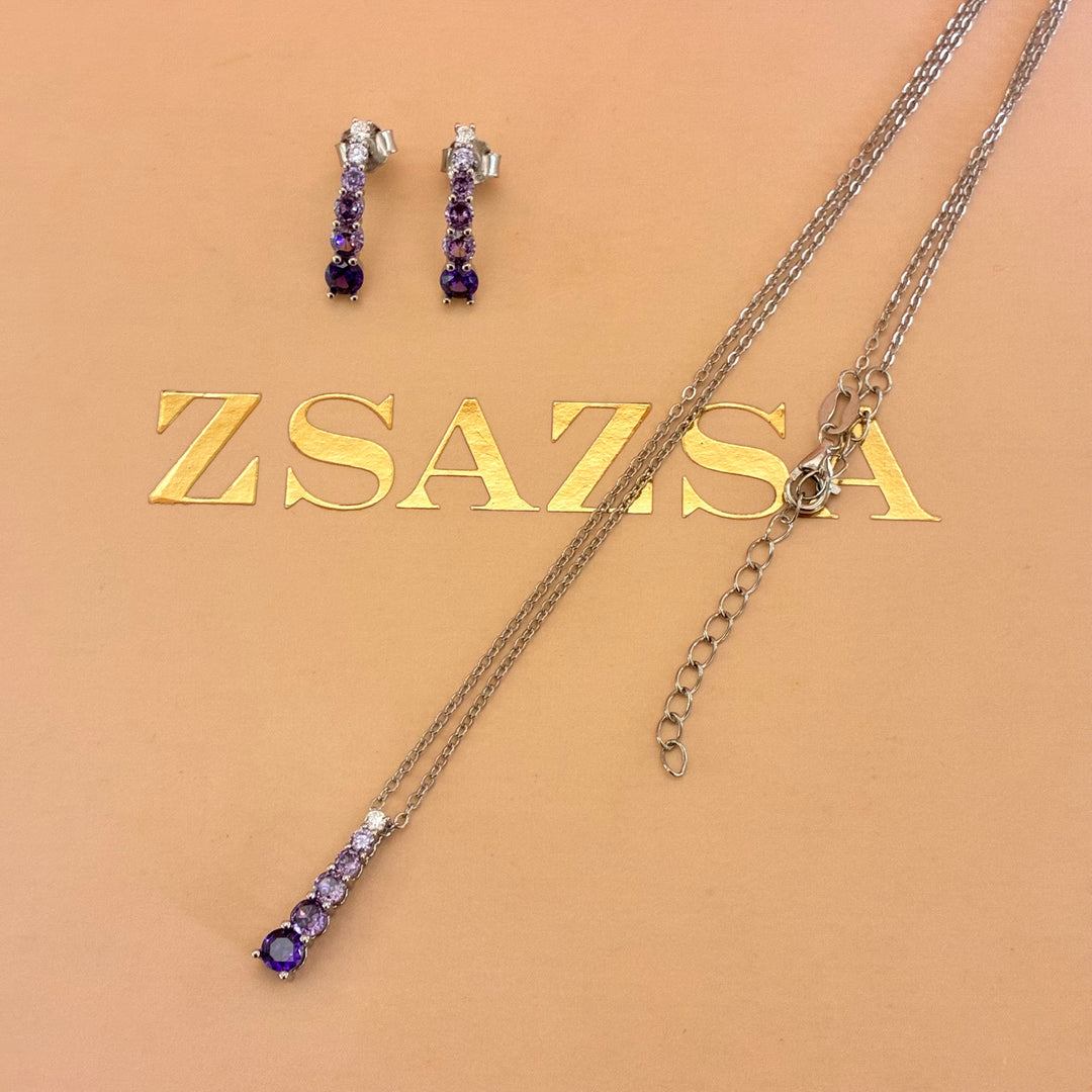 Shades of purple dainty silver set