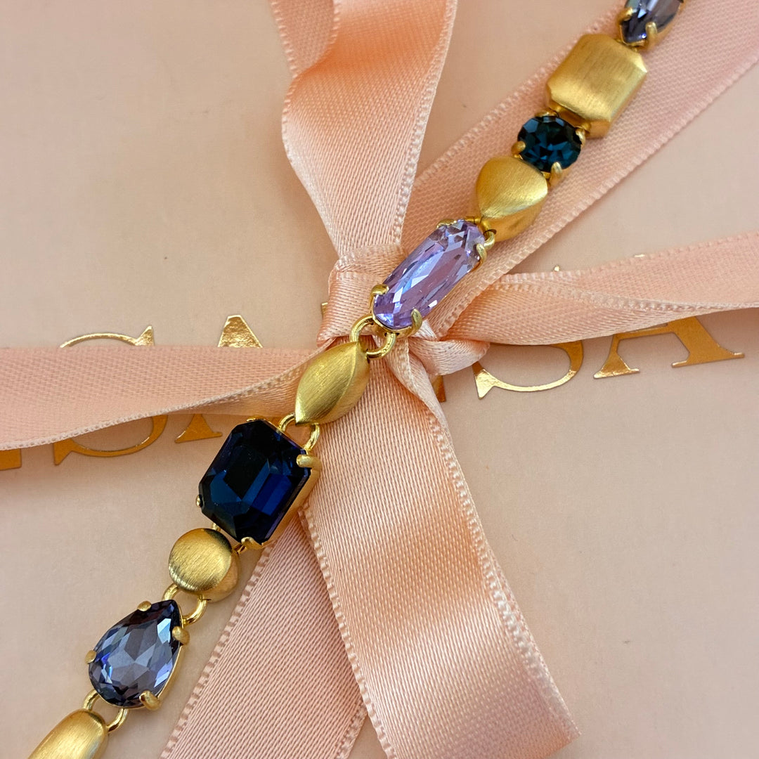 Mixed blue and purple Swarovski crystals set