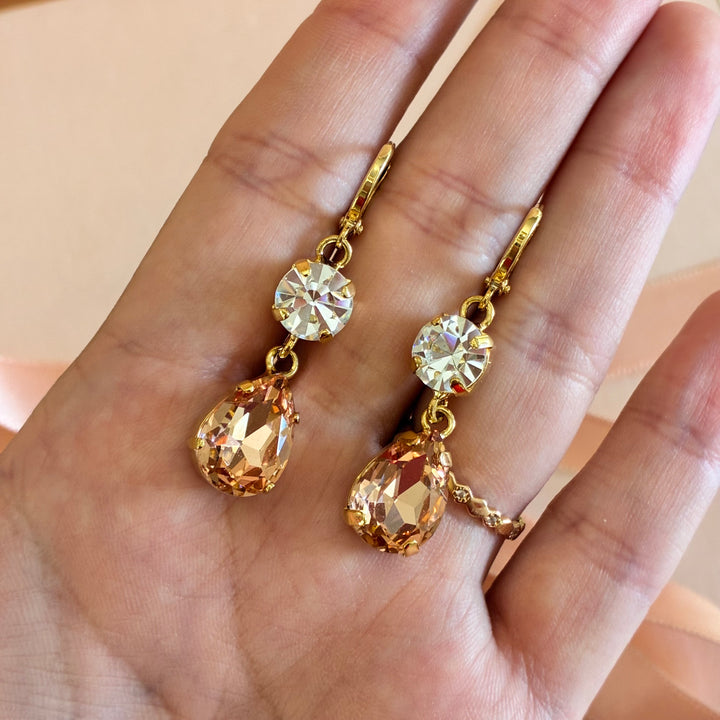 Peach Swarovski crystals hooks