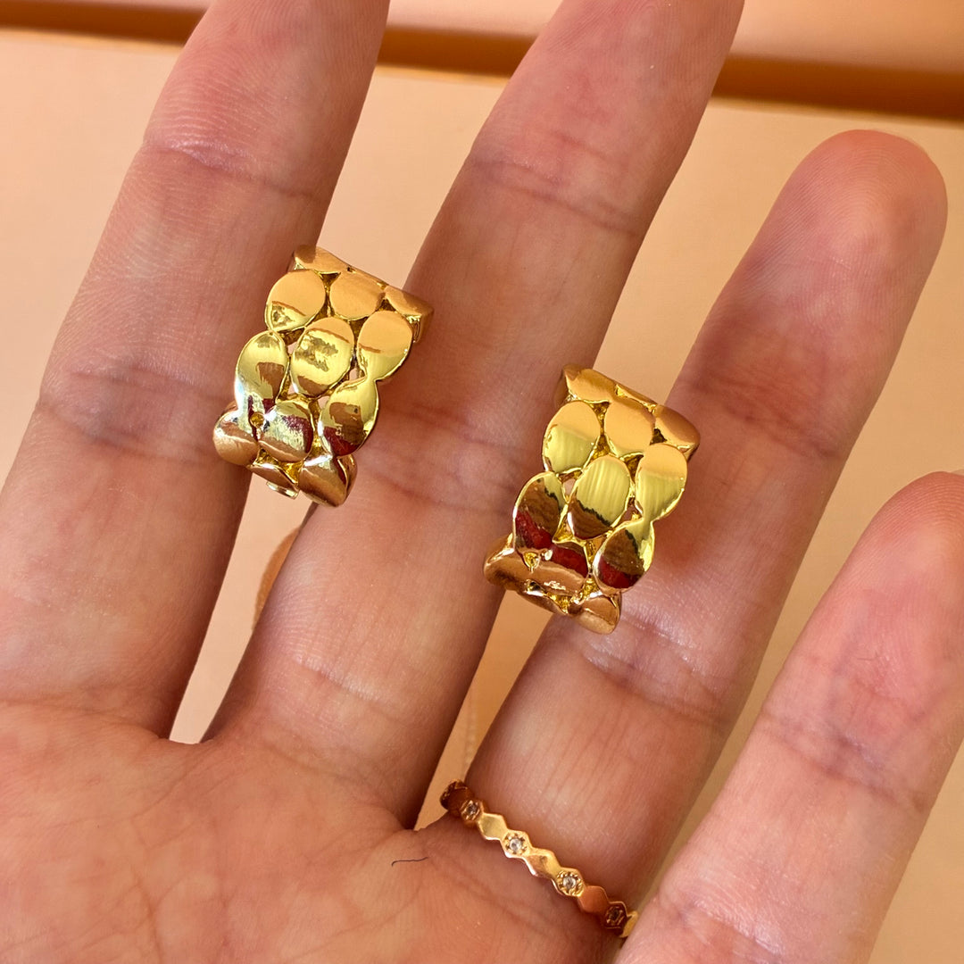 Half texture silver hoops clip on earrings